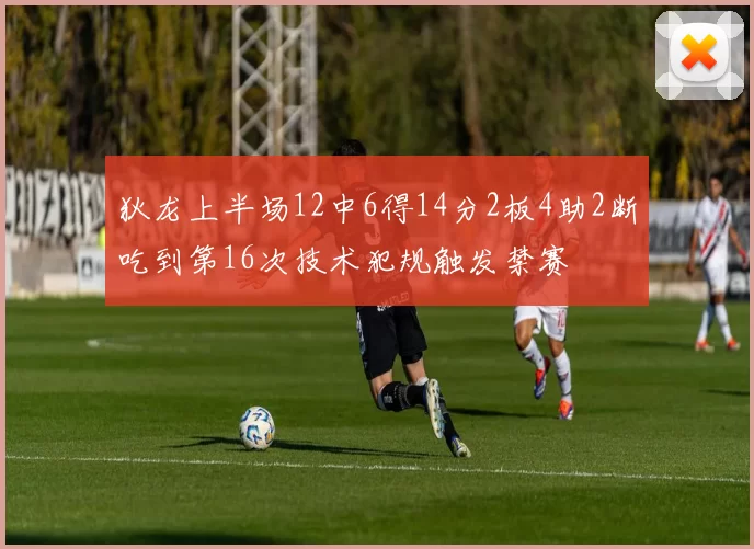 狄龙上半场12中6得14分2板4助2断吃到第16次技术犯规触发禁赛
